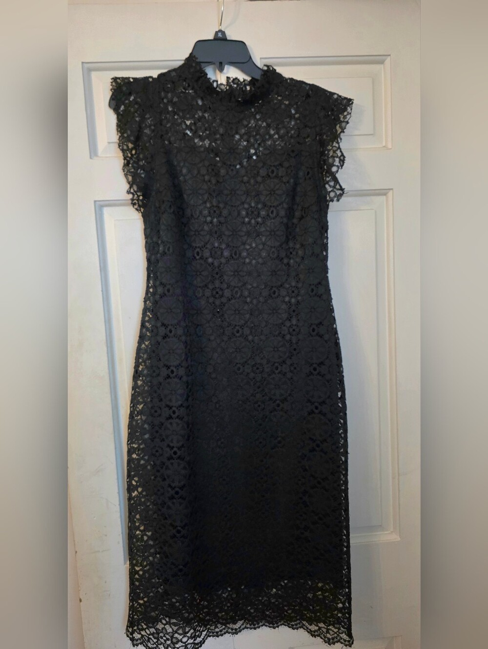 Enfocus Studio Black Floral Lace Midi Dress